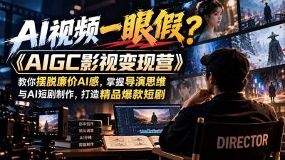 【无水印】AI视频一眼假?《AIGC影视变现营》教你摆脱廉价AI感,掌握导演思维与AI短剧制作,打造精品爆款短剧