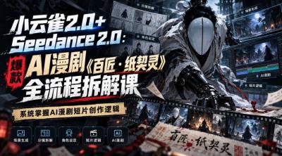 小云雀2.0+Seedance 2.0:爆款AI漫剧《百匠・纸契灵》全流程拆解课,系统掌握AI漫剧短片创作逻辑
