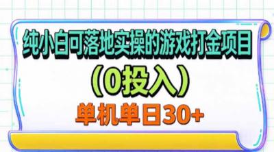 纯小白可落地实操的游戏打金项目(0投入