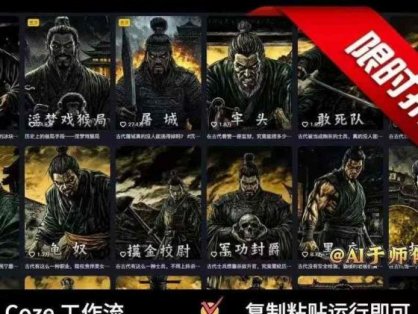 COZE扣子工作流一键生成历史人物一生的视频，复制粘贴运行即可，30s制作1个视频