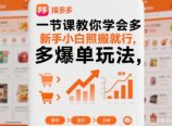 一节课教你学会拼多多爆单玩法,新手小白照搬就行