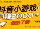 2025年爆火的抖音小游戏项目,一部手机日入2000+