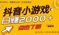 2025年爆火的抖音小游戏项目,一部手机日入2000+