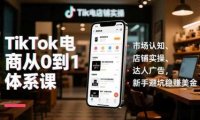 TikTok电商从0到1体系课,市场认知、店铺实操、达人广告,新手避坑稳赚美金