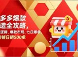 拼多多爆款打造全攻略，底层逻辑、爆款布局、七日爆单，单店铺日销500单