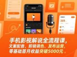 手机影视解说全流程课,文案配音、剪辑调色、发布运营,零基础首月收益突破5000元