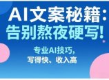 AI文案秘籍：告别熬夜硬写！专业AI技巧，写得快、收入高
