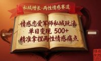 情感恋爱军师私域玩法，单日变现5张+，精准拿捏两性情感痛点