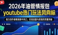 2026年油管情报包，youtube热门玩法风向标，助力创作者精准踩中风口，实现流量与变现的双重突破(更新)