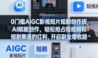 0门槛AIGC影视短片短剧创作班,AI赋能创作,轻松抢占短视频和短剧赛道的红利,开启副业增收路