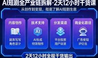 A短剧全产业链拆解,2天12小时全程干货输出,彻底的了解AI短剧是一门什么生意
