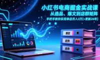 小红书电商掘金实战课，从选品、爆文到店群矩阵，手把手教你实现单店月入3万+(更新26年