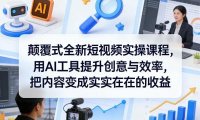 颠覆式全新短视频实操课程，用AI工具提升创意与效率，把内容变成实实在在的收益