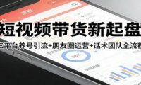 短视频带货新起盘:三平台养号引流+朋友圈运营+话术团队全流程
