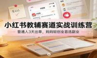 小红书教辅赛道实战训练营：普通人3天出单，妈妈轻创业首选副业