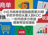 小红书商单变现陪跑营第20期，手把手带你从素人到KOC，一份内容多分收益，商单带货双增收