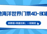 极地海洋世界门票40-80利润，卖教程+网盘拉新；一招搞定