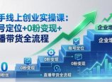 新手线上创业实操课：账号定位+0粉变现+直播带货全流程，企业用户增长一步到位