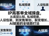 IP高客单全域操盘，从底层认知、私域搭建、人设包装，到发售策划、裂变增长、AI赋能的全链路打法