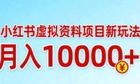 小红书虚拟资料项目最新玩法，月入10000＋