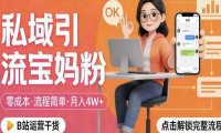 私域引流宝妈粉,零成本流程简单,手把手教你精准获客,月入1W+