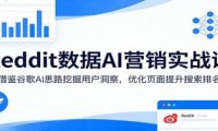 Reddit数据AI营销实战课:借鉴谷歌AI思路挖掘用户洞察,优化页面提升搜索排名