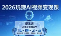 2026玩赚AI视频变现课：掌握 AI 视频全流程技能，从提示词到成片高效产出