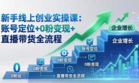 新手线上创业实操课：账号定位+0粉变现+直播带货全流程，企业用户增长一步到位