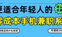 零成本手机兼职系列，长期稳定碎片化经营，月增收3000+