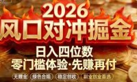 2026美金对冲套利，无赠金对冲策略保驾护航，低门槛易上手实操。单人单日收益2000+