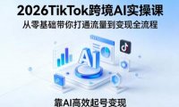 2026TikTok跨境AI实操课,从零基础带你打通流量到变现全流程,靠AI高效起号变现