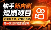 快手最新短剧玩法，零操作无脑上号，收益无上限，新手也能轻松上车