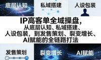 IP高客单全域操盘，从底层认知、私域搭建、人设包装，到发售策划、裂变增长、AI赋能的全链路打法