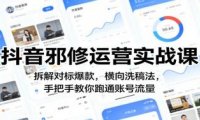 抖音邪修运营实战课：拆解对标爆款，横向洗稿法，手把手教你跑通账号流量