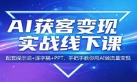 AI获客变现实战线下课：配套提示词+逐字稿+PPT，手把手教你用AI做流量变现