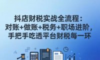 抖店财税实操全流程：对账+做账+税务+职场进阶，手把手吃透平台财税每一环