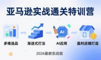 亚马逊实战通关特训营：2026年3月更新，多维选品+渐进式打法+AI应用，从0到1打造盈利店铺