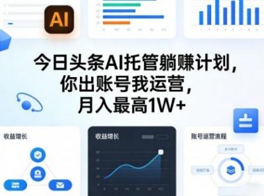 今日头条AI托管躺賺计划，你出账号我运营，月入最高1W+【揭秘】