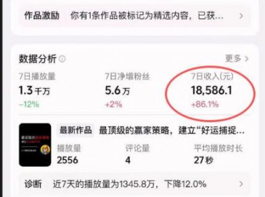 抖音31W博主的思维破局短视频制作教学,可进伙伴计划+精选独家,7天收益1.8W