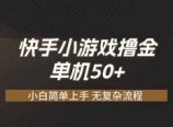 快手小游戏撸金 单机日赚 50，零基础可做，支持单人矩阵放大