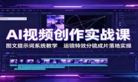 AI视频创作实战课:图文提示词系统教学,运镜特效分镜成片落地实操