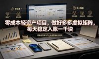 零成本轻资产项目,做好多多虚拟矩阵,每天稳定入账一千块