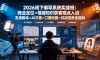2026线下编导系统实战班:商业定位×情绪知识获客观点人设五类脚本×AI文案×口播拍摄×抖加投放全链路
